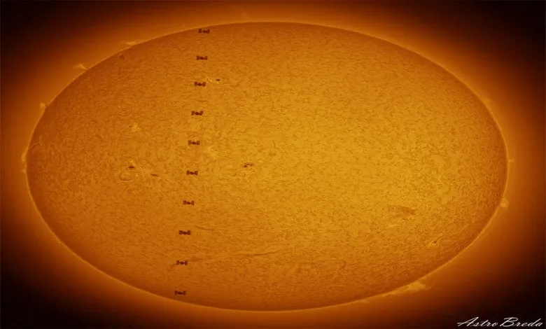 ایستگاه فضایی بین المللی از خورشید عبور می کند