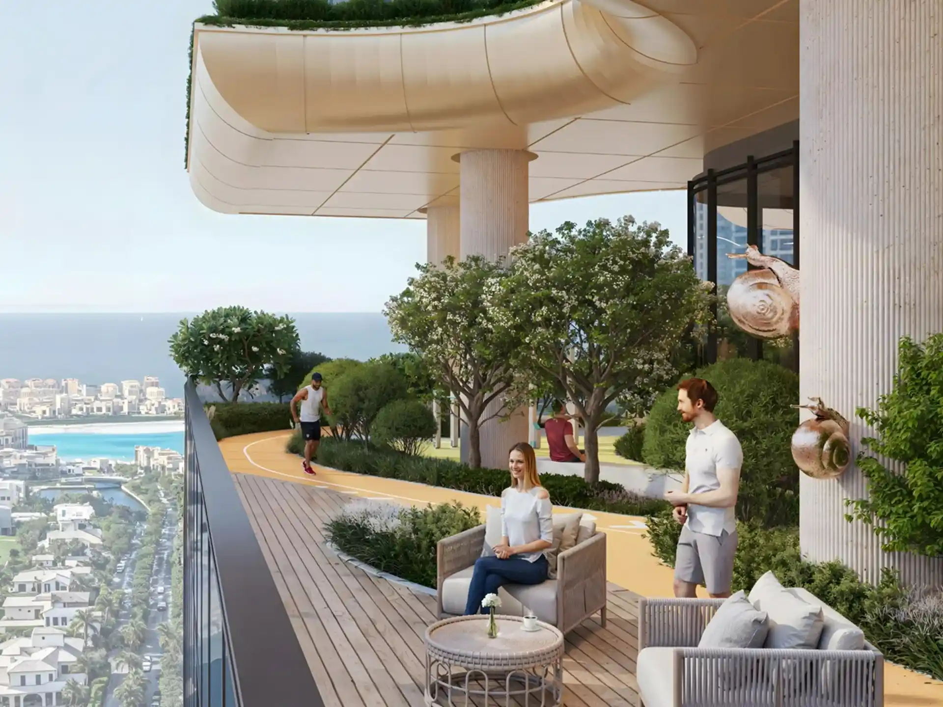 بخش‌هایی برای پیاده‌روی و استراحت در پروژه Sobha SkyParks