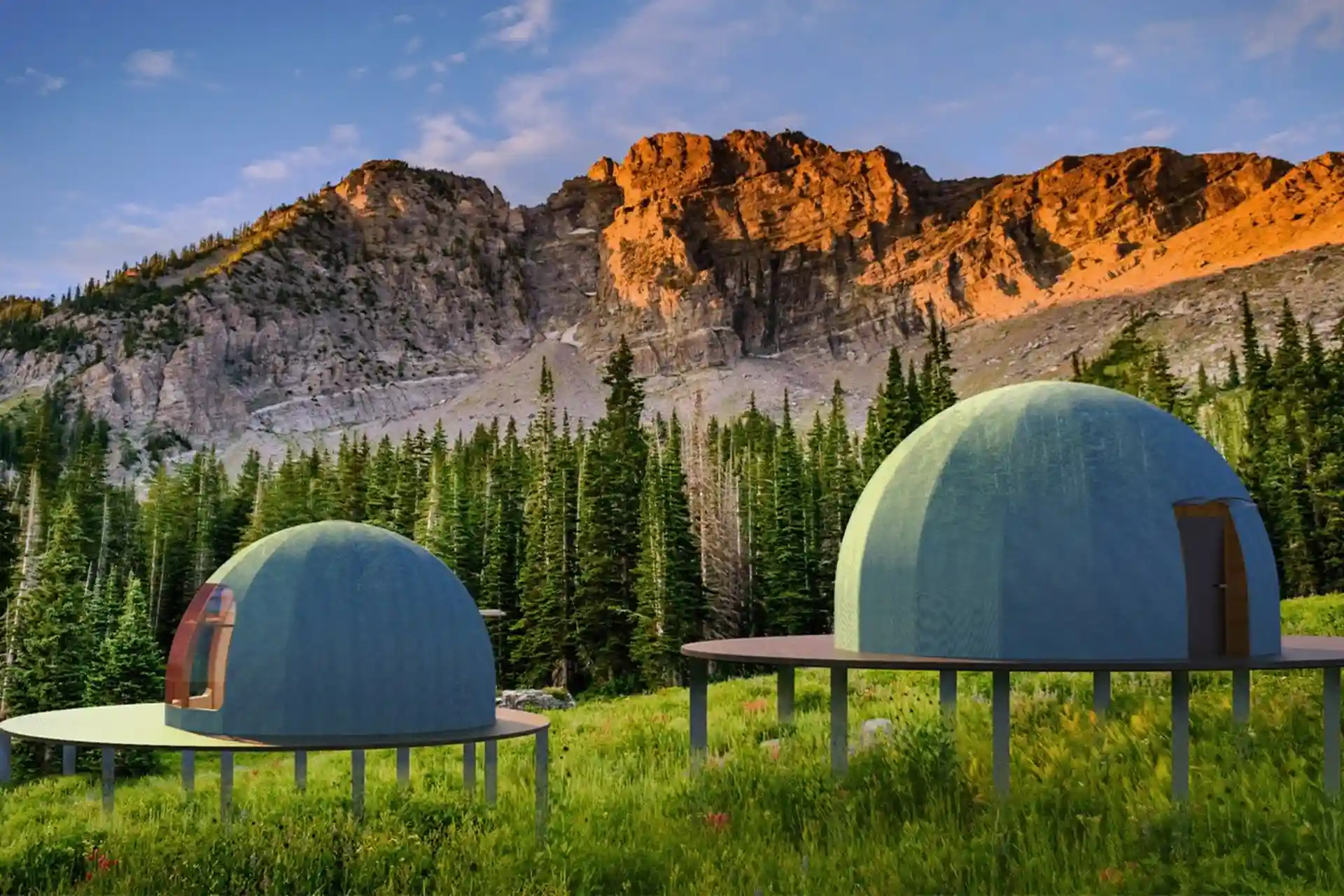 چادر اسفیراسکیپ روی پایه‌های چوبی